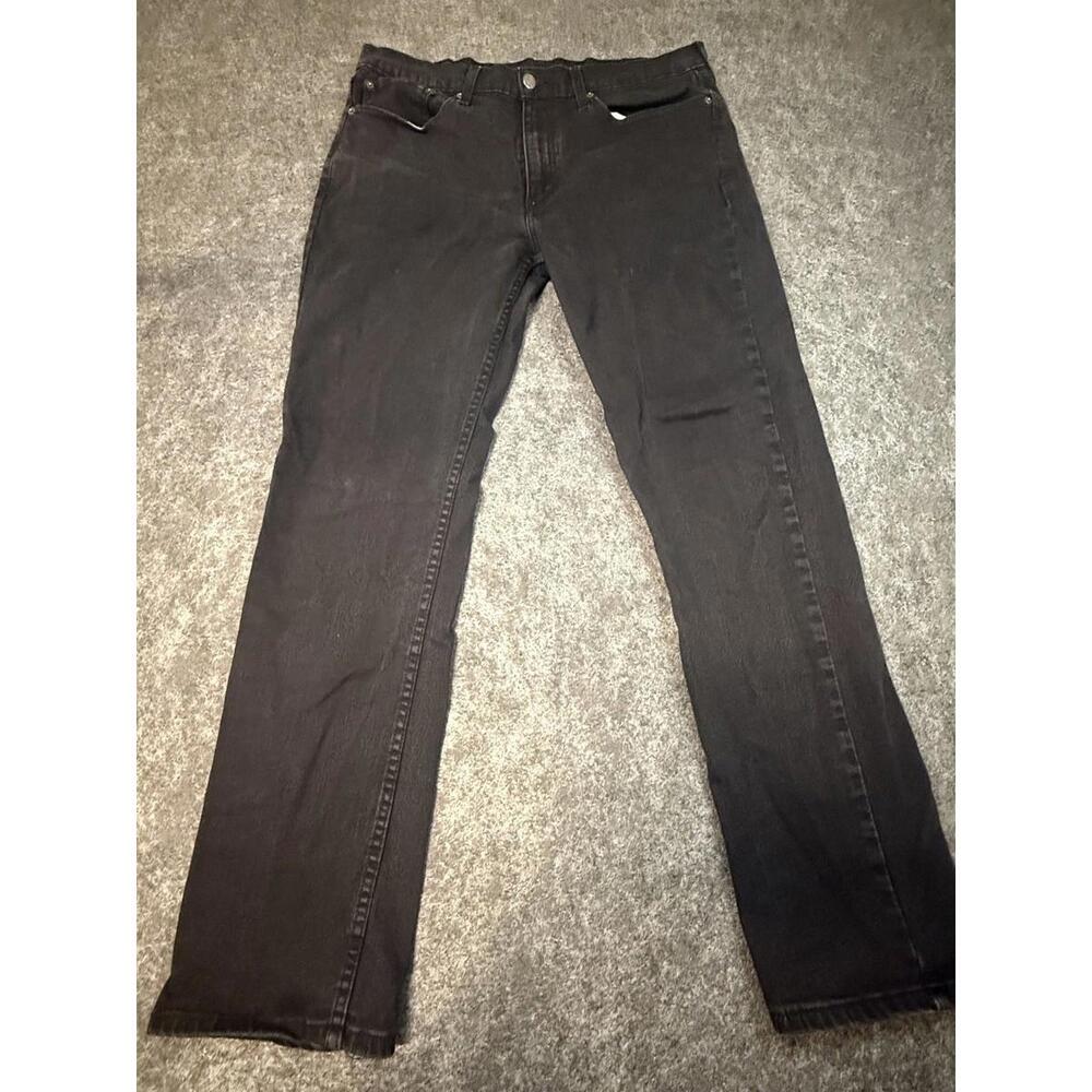 Levi's 514 Regular Fit Zip Straight Leg Denim Jeans 36X32 Mens Black Stretch